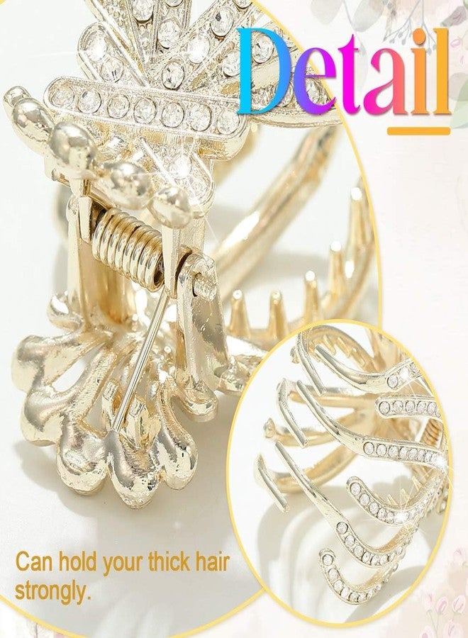 CAKURE Rhinestone Claw Clips Gold Sparkly Hair Clips Pumpkin Hair Claws for Thick Hair Fancy Hair Accessories for Women (Pack of 2) - Image 4